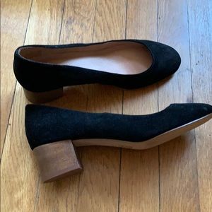 Madewell Suede Black Block Heel Pumps